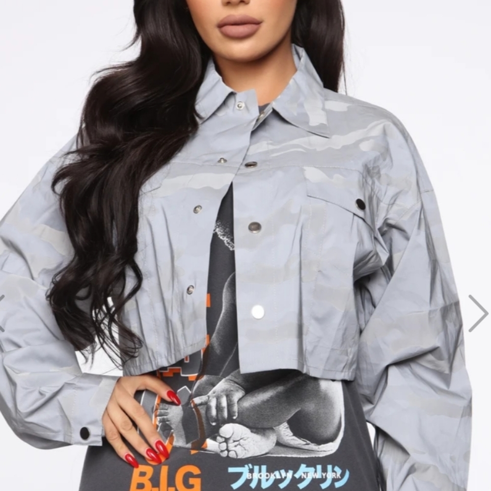 Reflective camo mini jacket